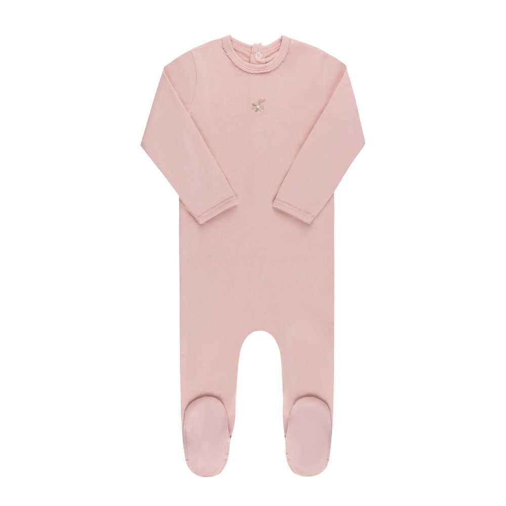 Ely's & Co Embroidered Flower- Pink- Footie