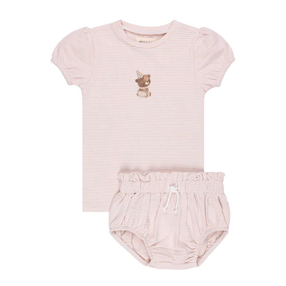 Ely's & Co Pink Bear 2pc Set