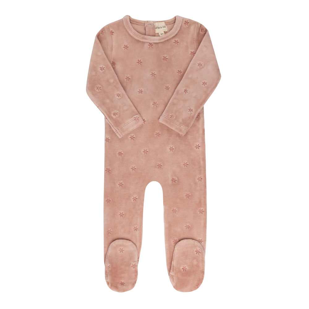 Ely's & Co Velour Floral Footie