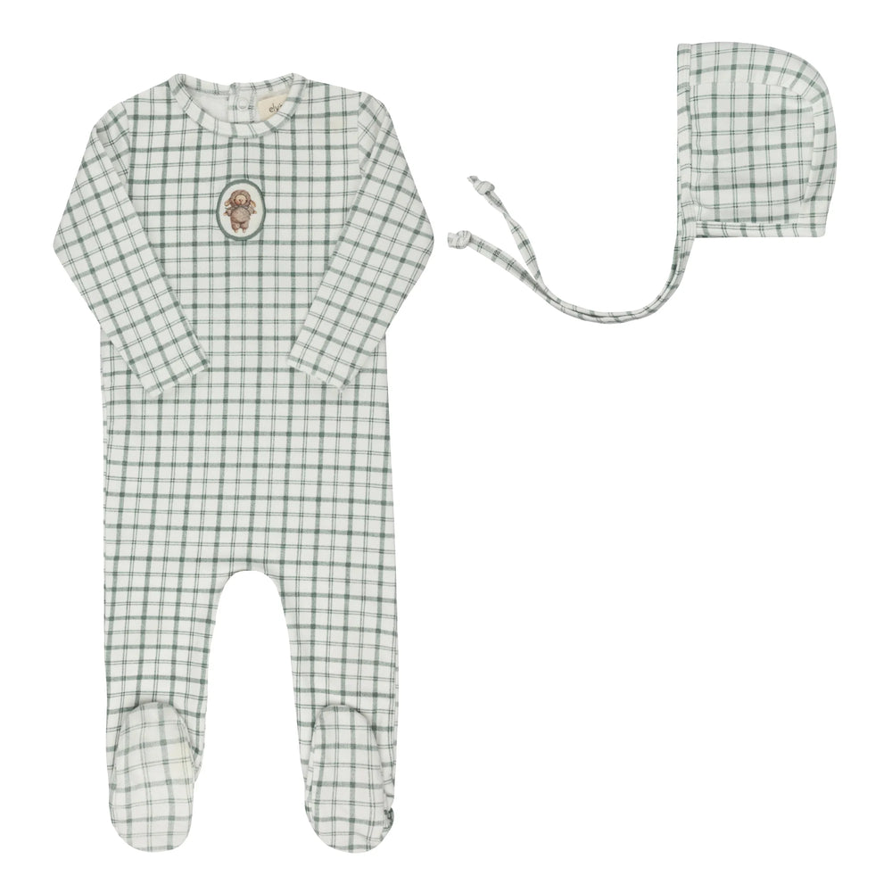 Ely's & Co Plaid Footie & Bonnet