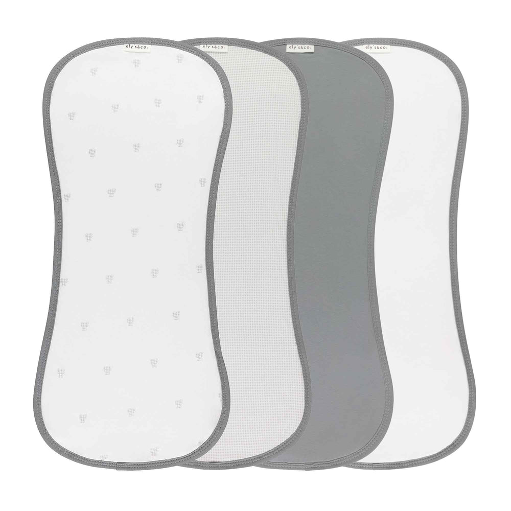 Ely's & Co 4 Pack Jersey Absorbent Burp Cloths - Gingham Bear Collection