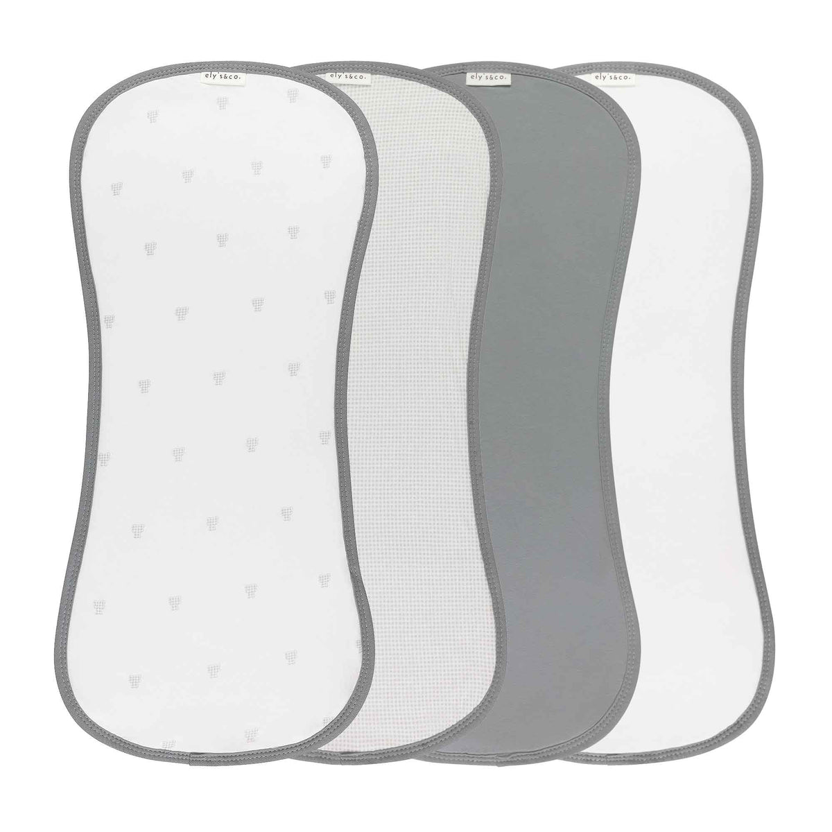 Ely's & Co 4 Pack Jersey Absorbent Burp Cloths - Gingham Bear Collection