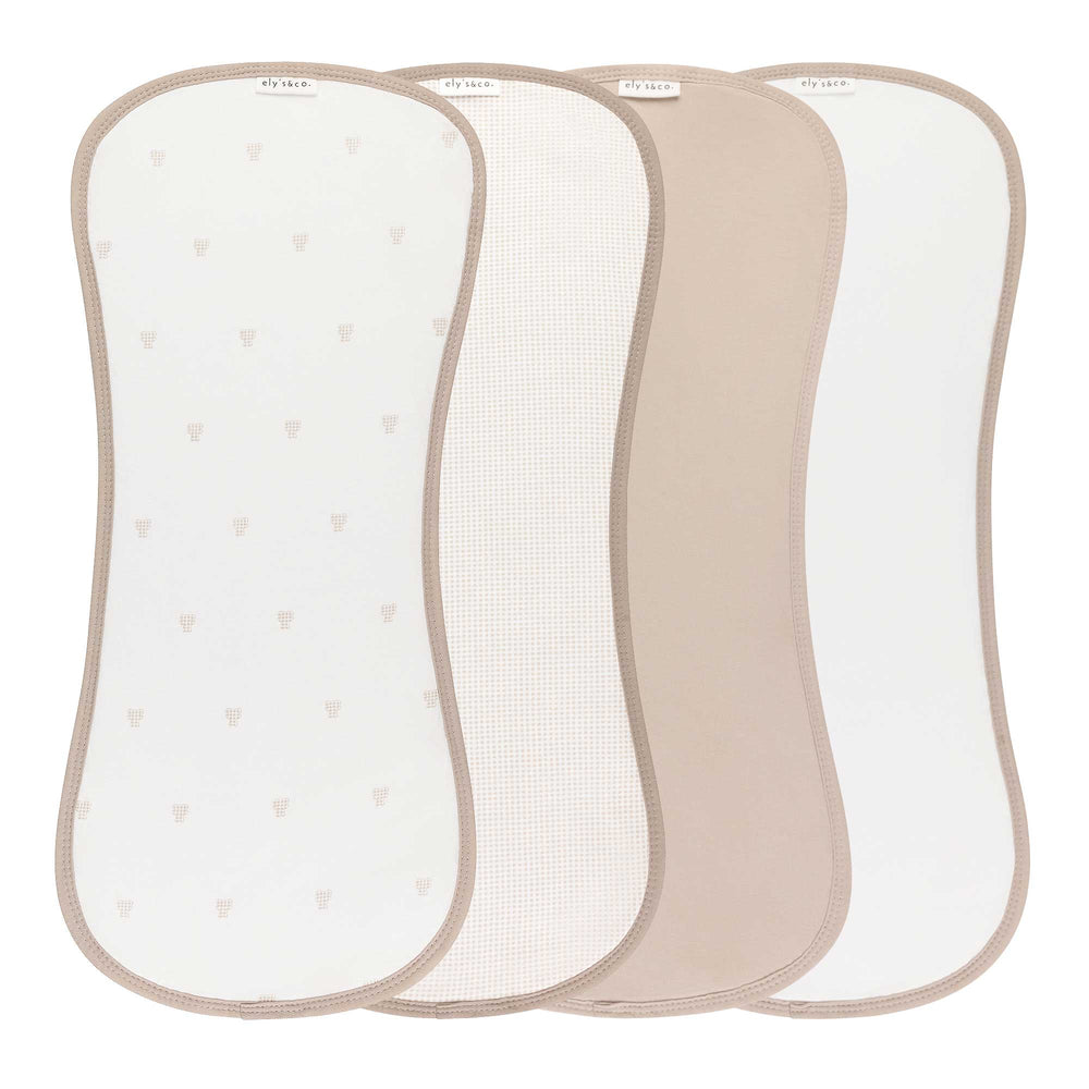 Ely's & Co 4 Pack Jersey Absorbent Burp Cloths - Gingham Bear Collection