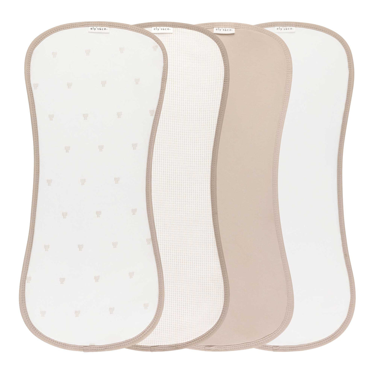 Ely's & Co 4 Pack Jersey Absorbent Burp Cloths - Gingham Bear Collection