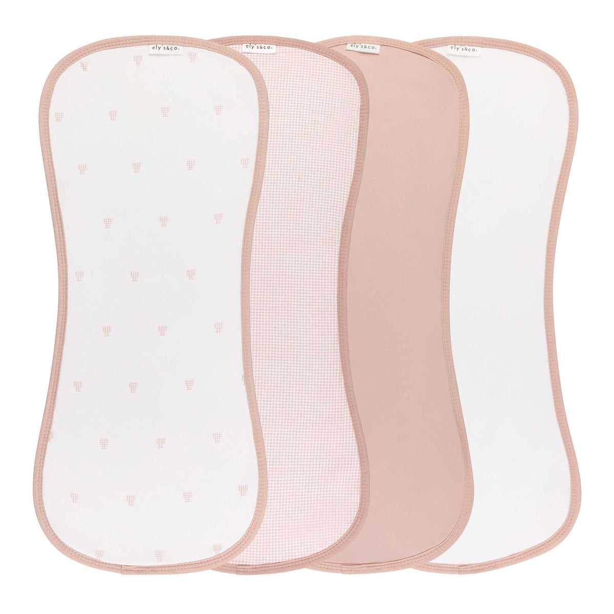 Ely's & Co 4 Pack Jersey Absorbent Burp Cloths - Gingham Bear Collection