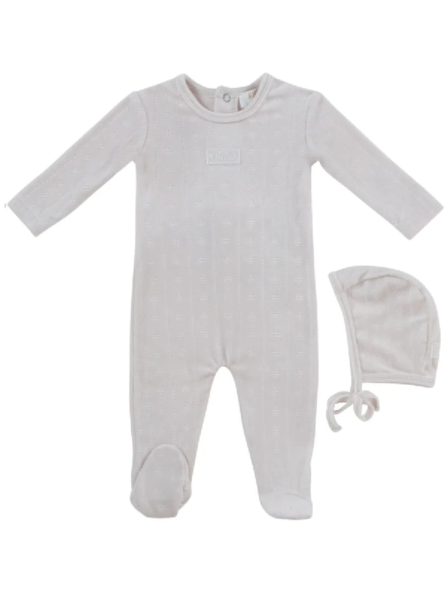 Pre-Order Kipp Baby Bebe Pointelle Footie/Bonnet Set