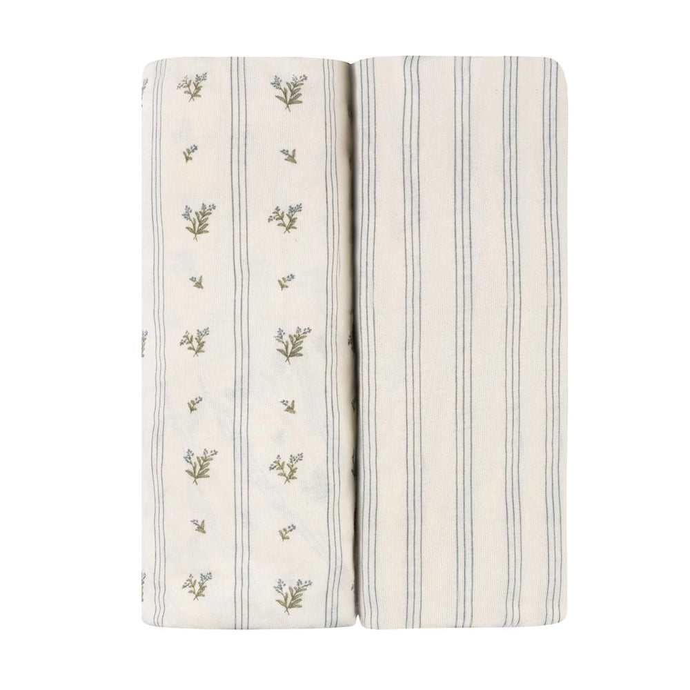 Ely's & Co- Linear Berry Leaf- Crib Sheets 2 Pack