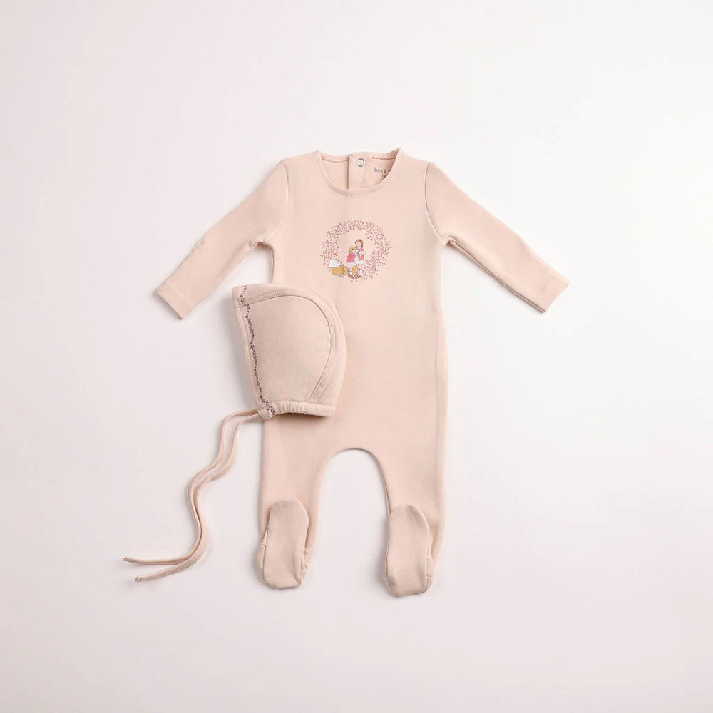 Pre-Order Bee & Dee Cradle Scene Footie/Bonnet