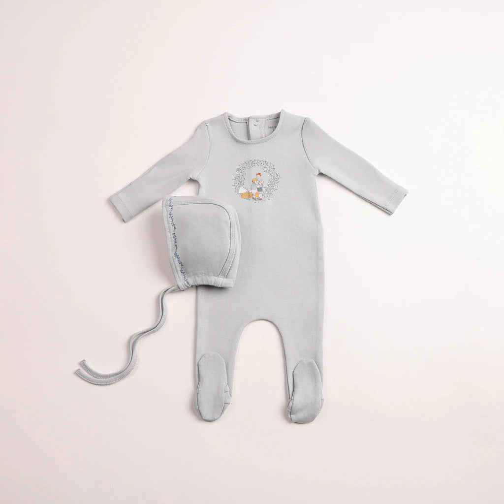 Pre-Order Bee & Dee Cradle Scene Footie/Bonnet