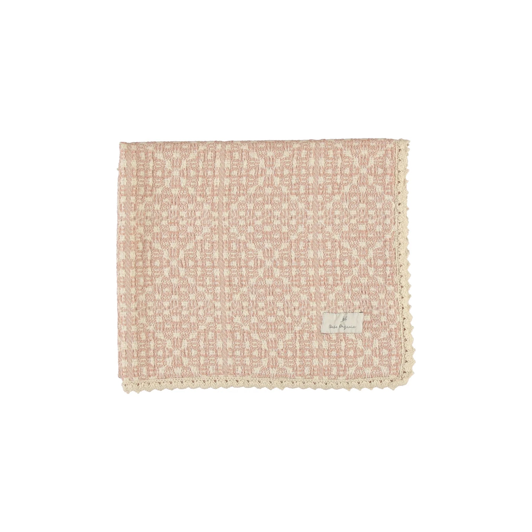 BEBE Organic Crochet Faded Rose Blanket