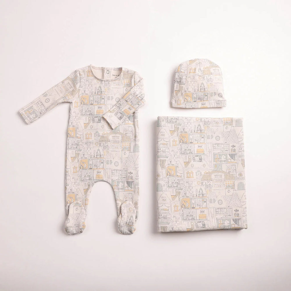 Pre-Order Bee & Dee Dollhouse Print Layette Set