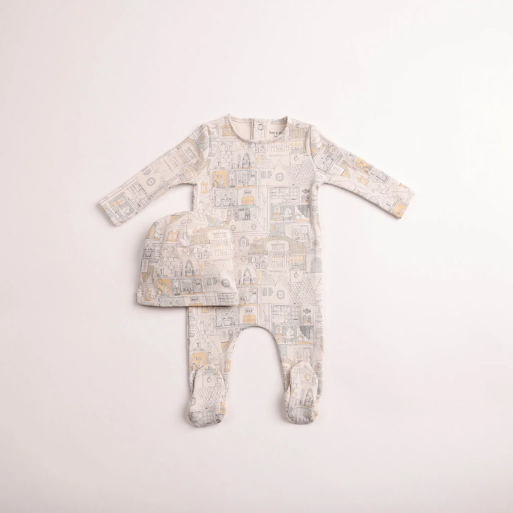 Pre-Order Bee & Dee Dollhouse Print Footie/Beanie
