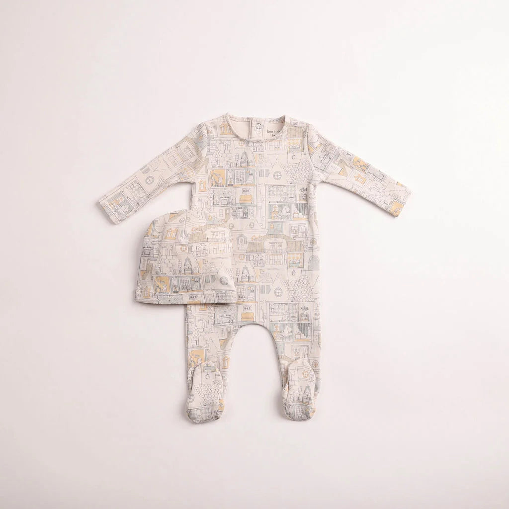 Pre-Order Bee & Dee Dollhouse Print Footie/Beanie