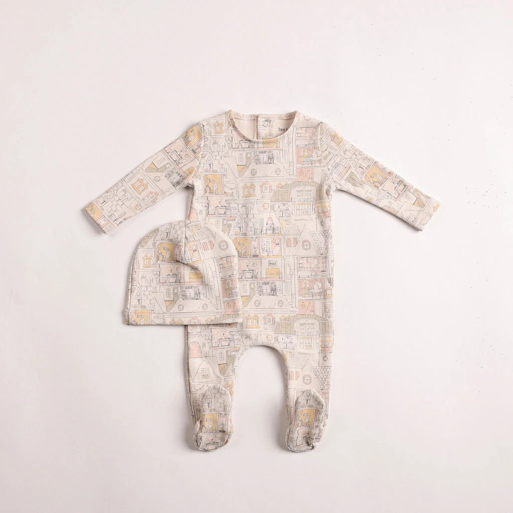 Pre-Order Bee & Dee Dollhouse Print Footie/Beanie