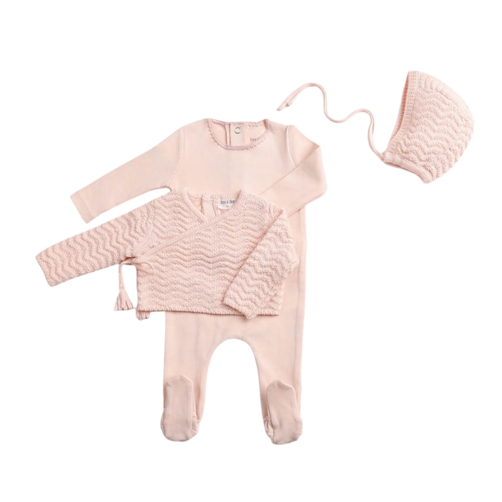 Pre-Order Bee & Dee Herringbone Footie/Cardigan