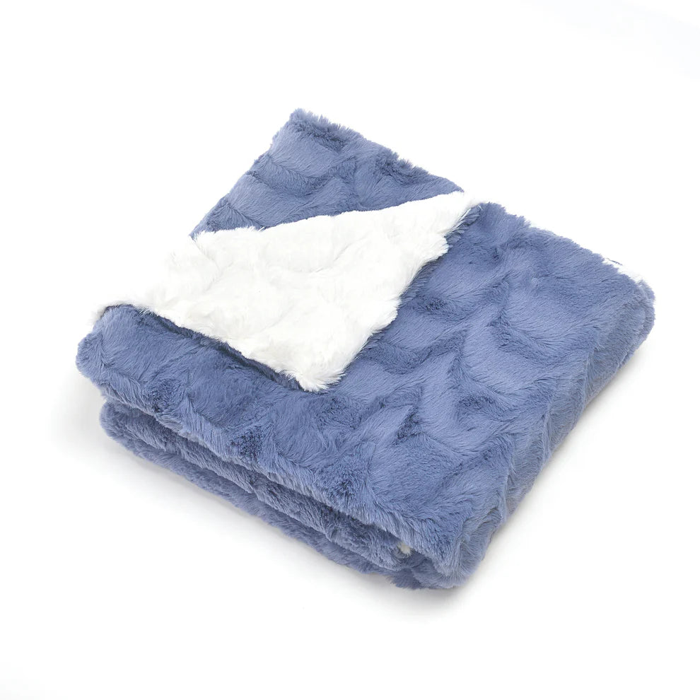 Cuddle Cookie Ultra Soft Blue and white Fur Blanket