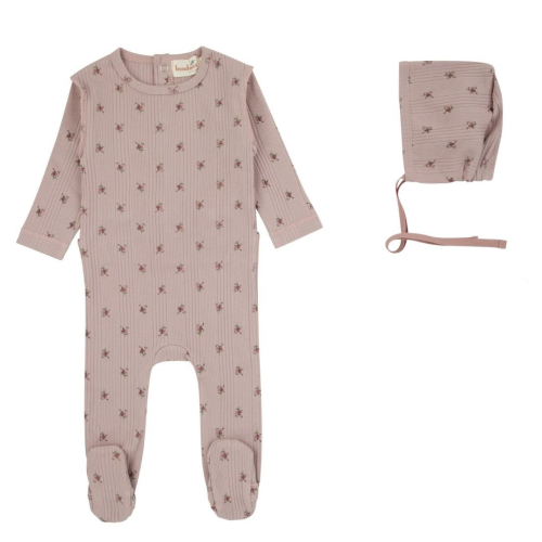 Pre-Order Bondoux Floral Ribbed Footie/Bonnet