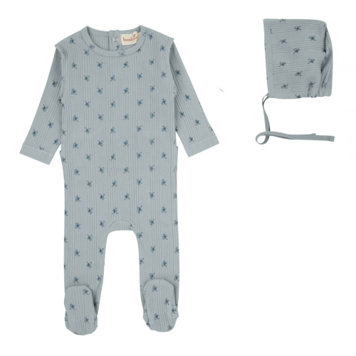 Pre-Order Bondoux Floral Ribbed Footie/Bonnet