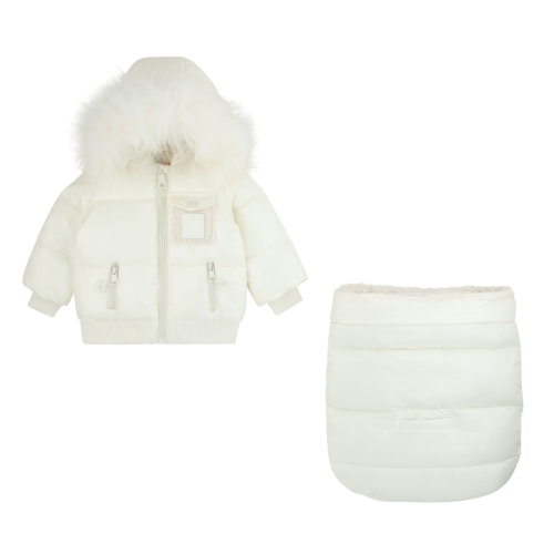 Bondoux BEBE Leather Patch Sherpa Pocket Bunting