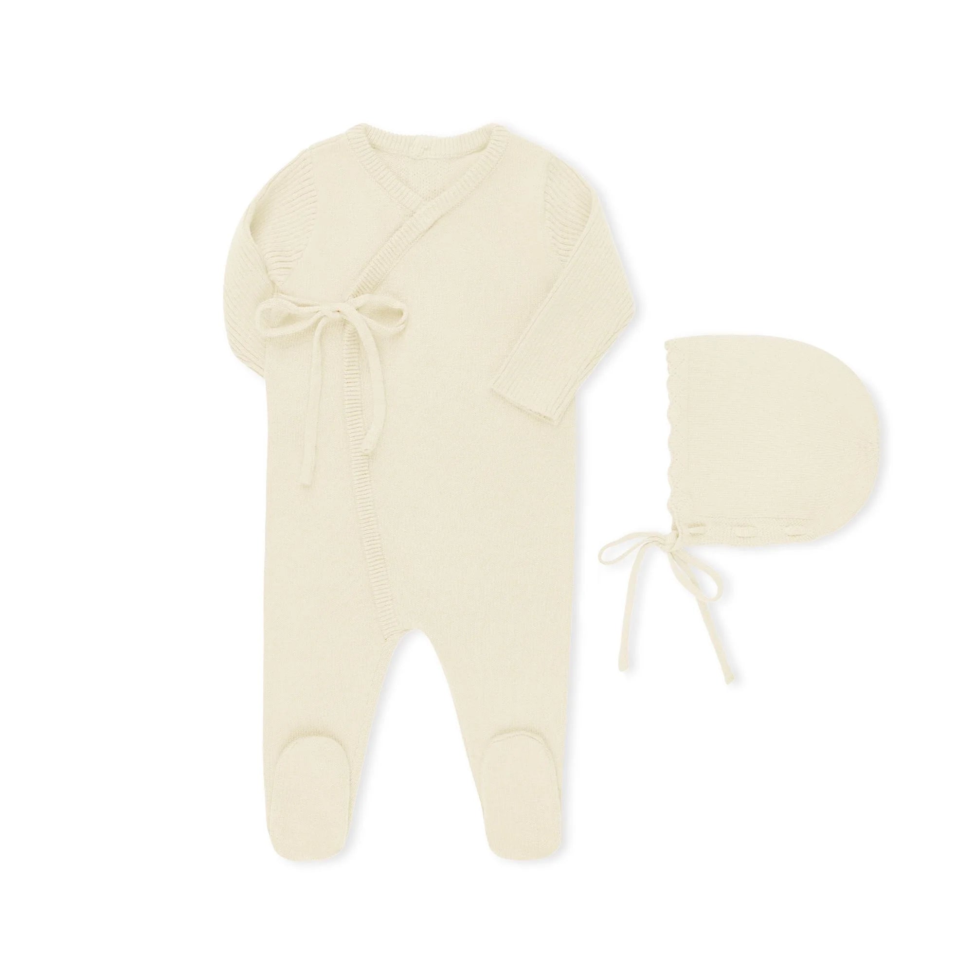 Bebe Belinha Ivory Rib Wrap Footie & Bonnet