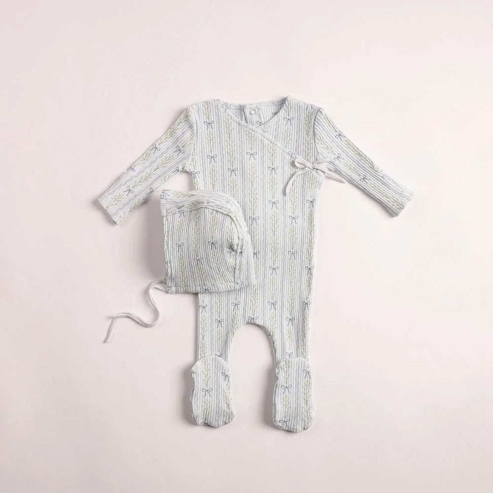 Pre-Order Bee & Dee Linear Print Footie/Bonnet