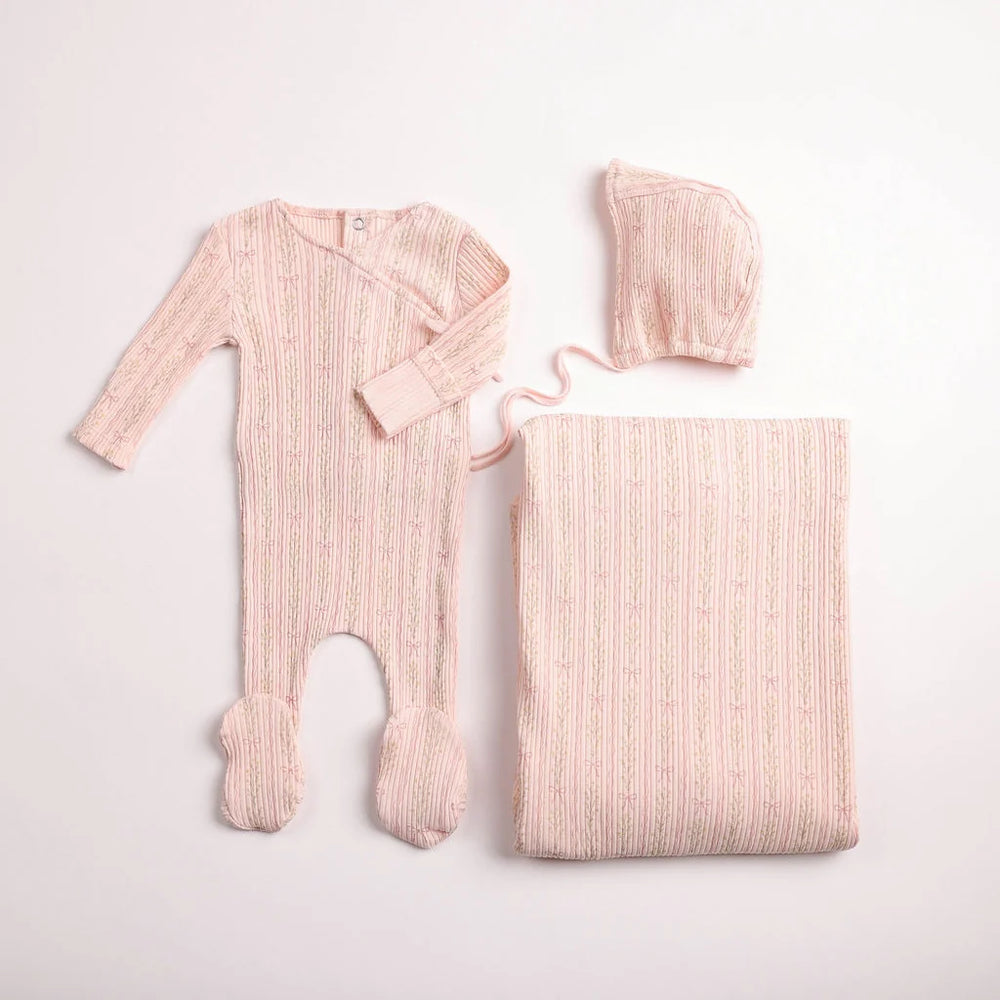 Pre-Order Bee & Dee Linear Floral Wrap Layette Set