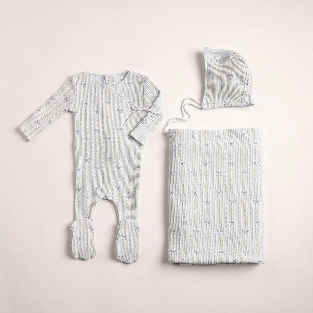 Pre- Order Bee & Dee Linear Floral Wrap Layette Set