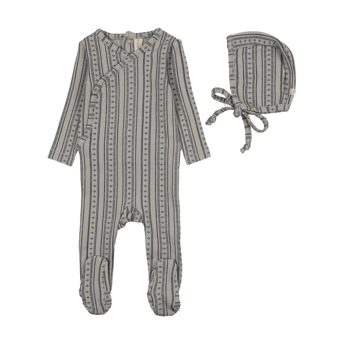 Lilette Linear Print Footie/Bonnet