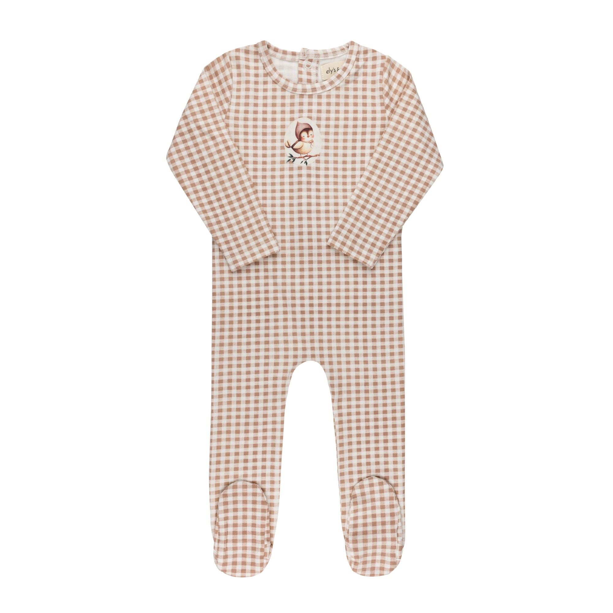 Ely's & Co Jersey Owl Gingham Footie