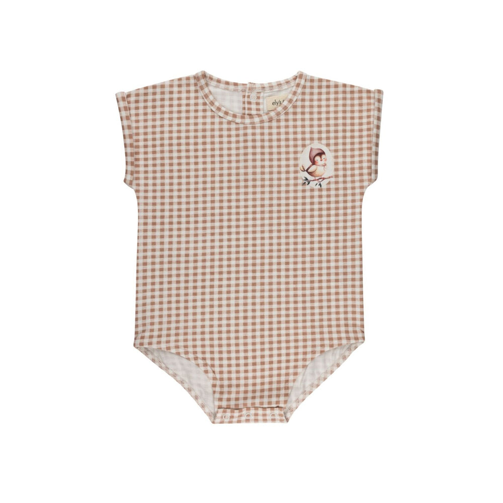 Ely's & Co Jersey Owl Gingham Romper
