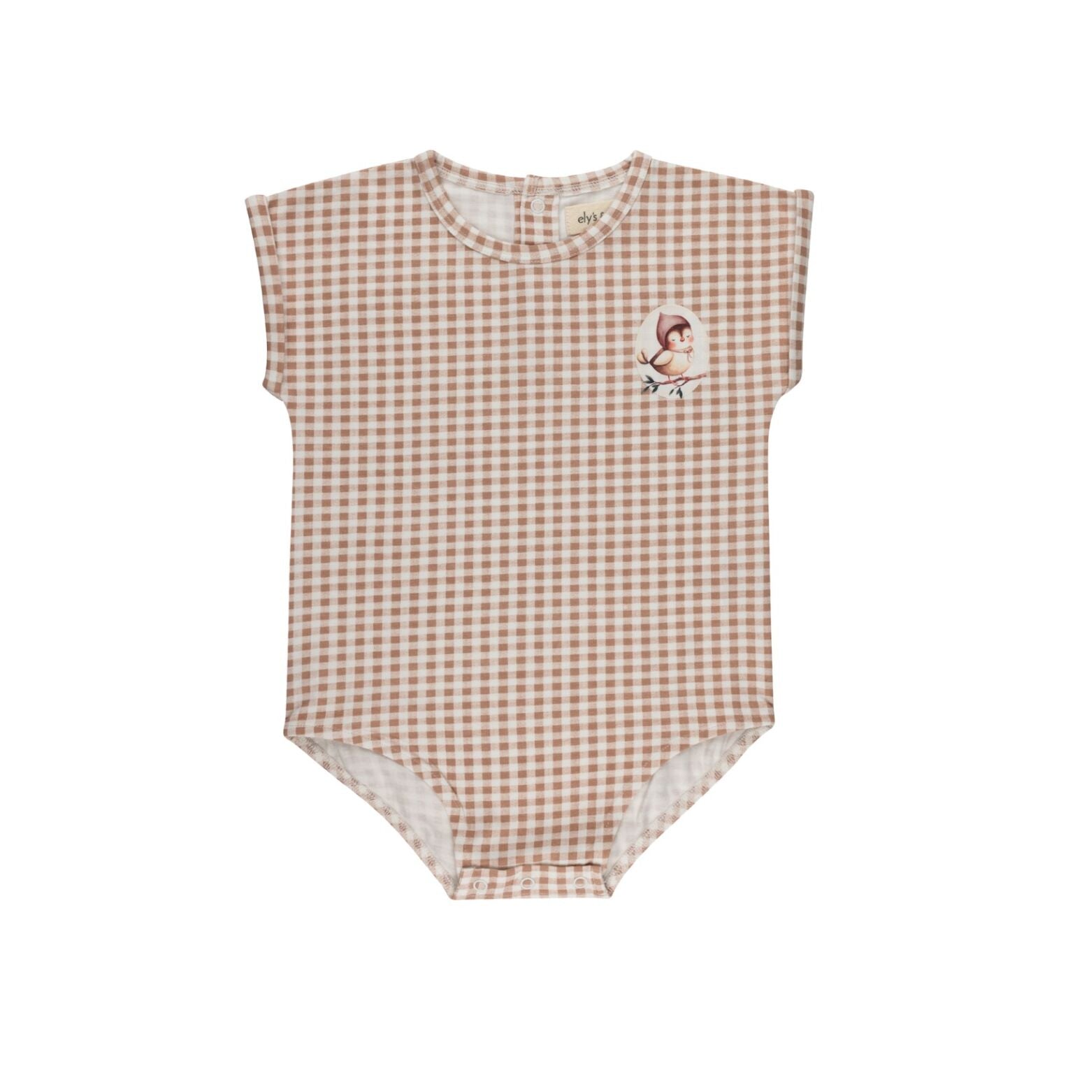 Ely's & Co Jersey Owl Gingham Romper