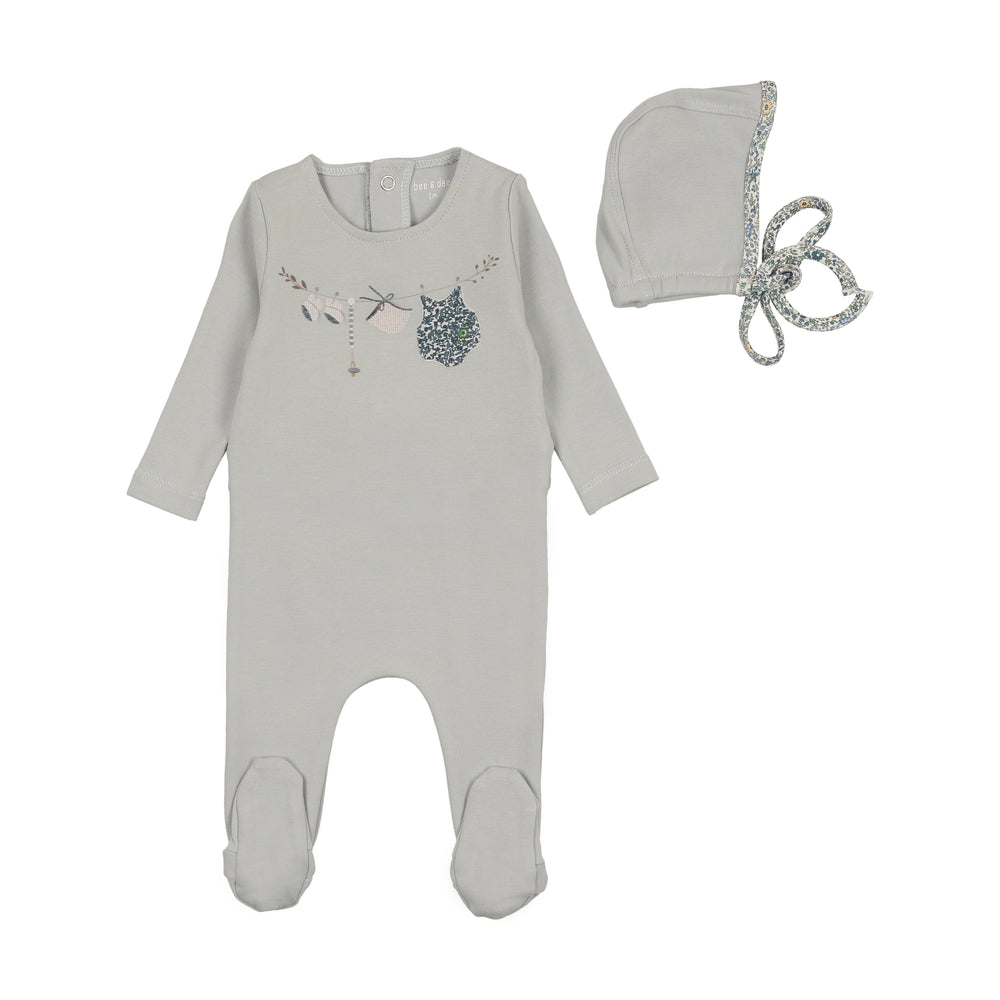 Bee & Dee Boys My Little Clothesline Footie & Bonnet