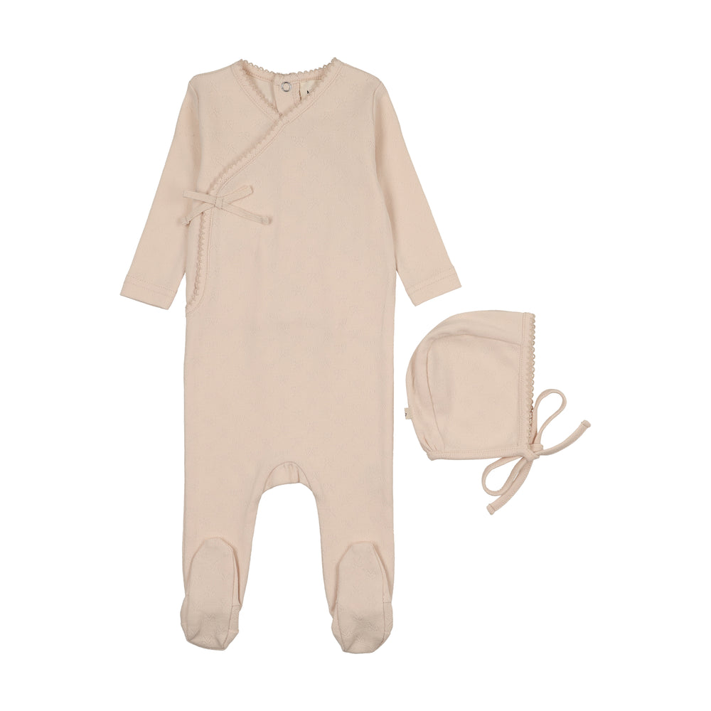 Mema Knits Pointelle Footie & Bonnet