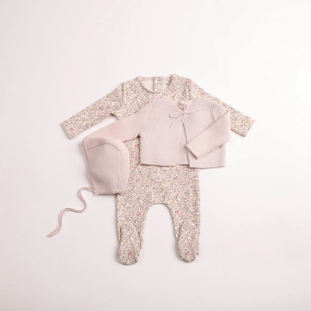 Pre-Order Bee & Dee Petit Fleurs Footie/Cardigan Set