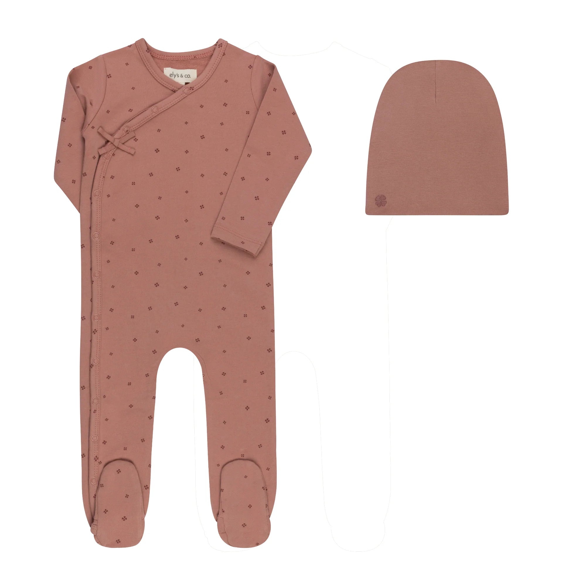 Ely's & Co Clover Print Footie/Beanie