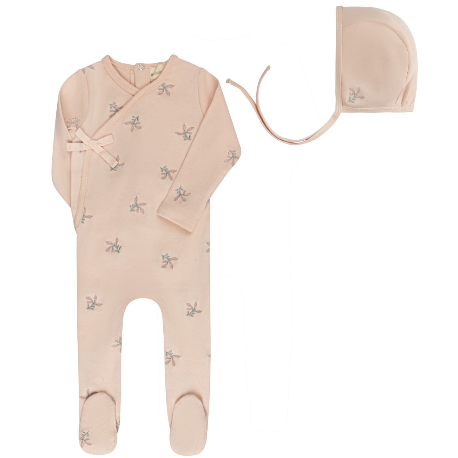 Looms Floral Embroidered Footie & Bonnet