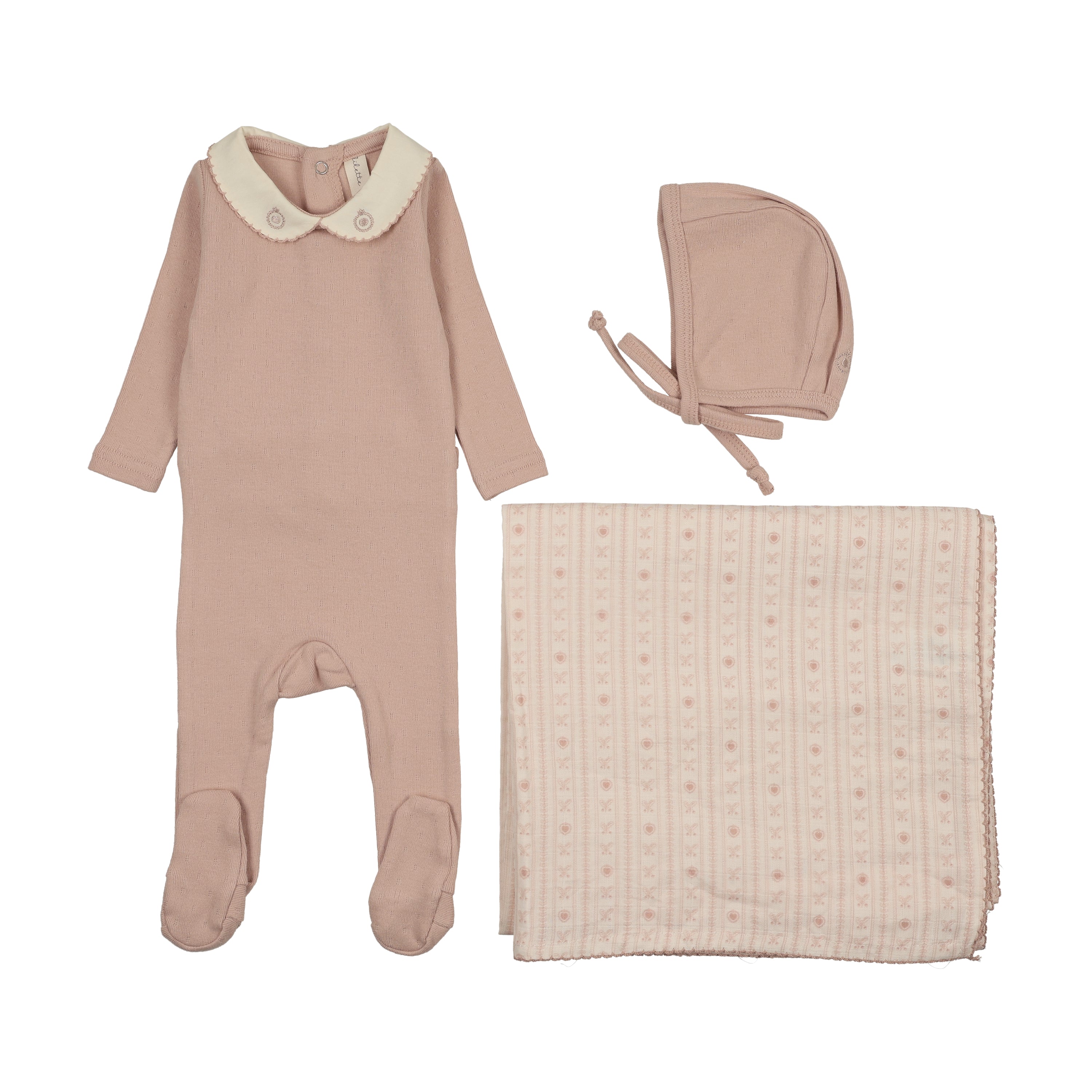 Lilette Sweetheart Collar Layette Set