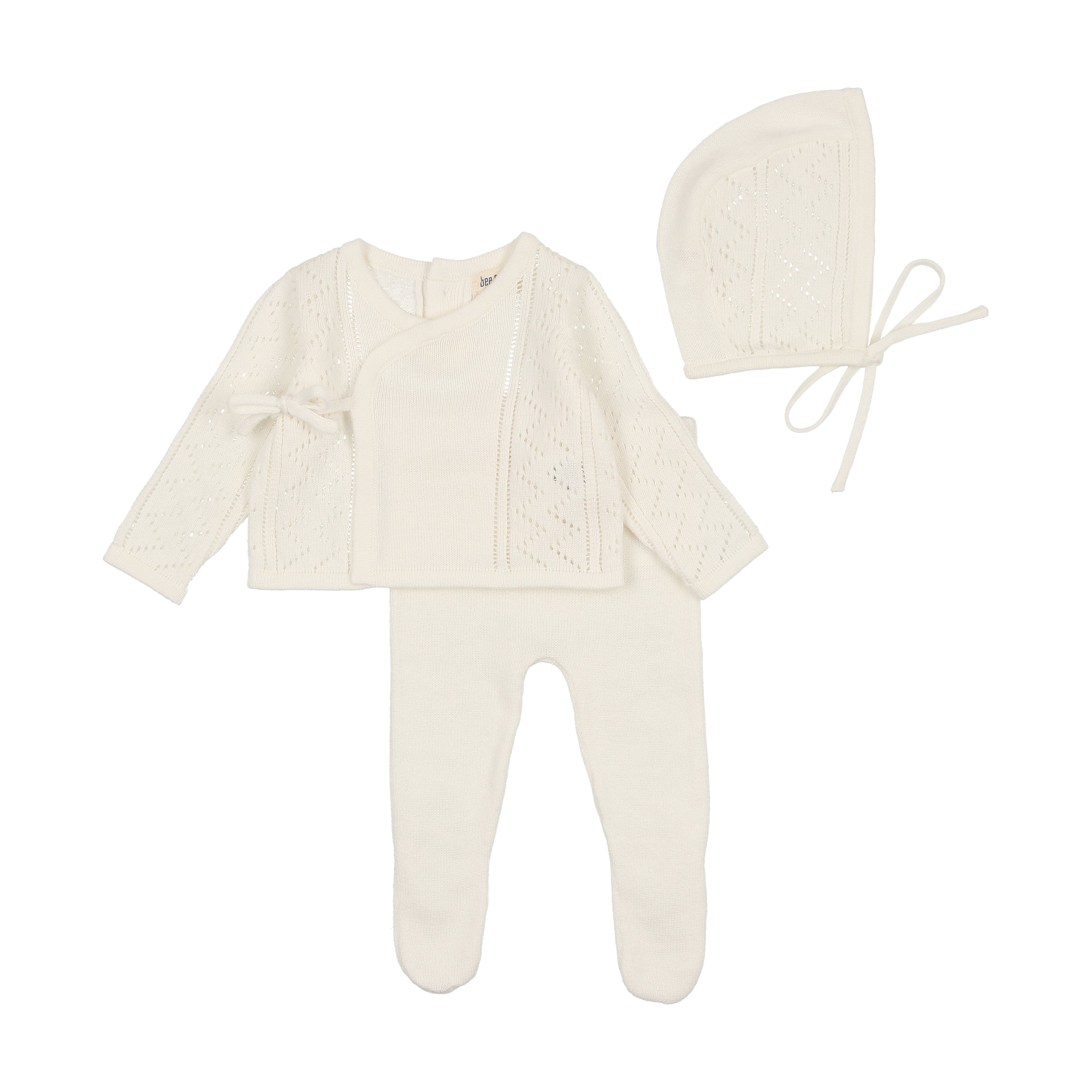 Bee & Dee Pointelle Wrap Outift & Bonnete