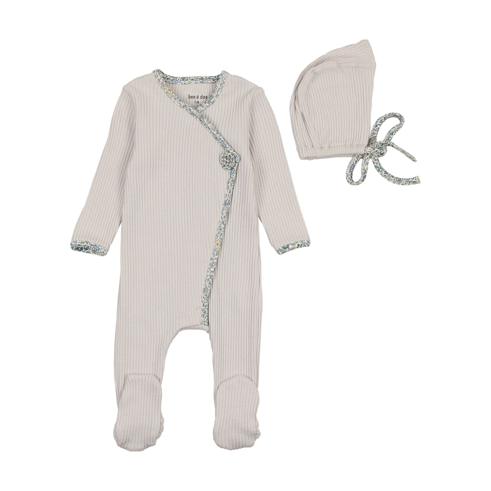 Bee & Dee Boys Poplin Trim Footie & Beanie