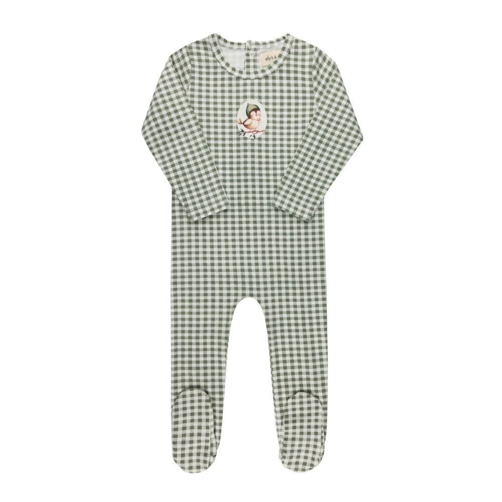 Ely's & Co Jersey Owl Gingham Footie