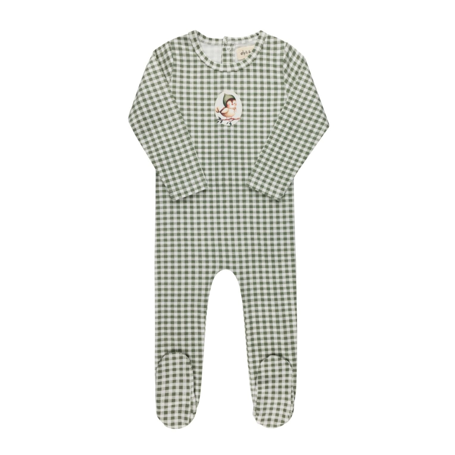 Ely's & Co Jersey Owl Gingham Footie