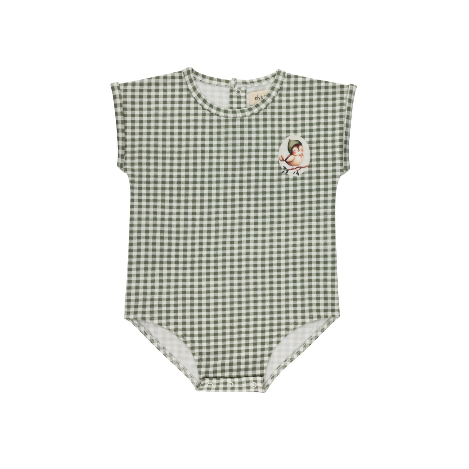 Ely's & Co Jersey Owl Gingham Romper