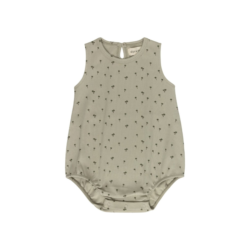 Ely's & Co Ribbed Printed Palm Romper