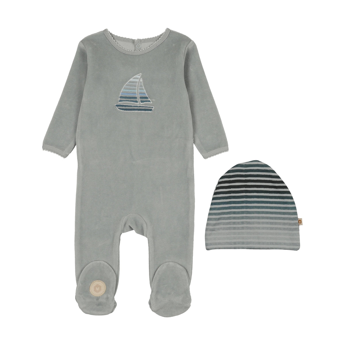 Mon Tresor Sailor Stripe Footie/Beanie Set