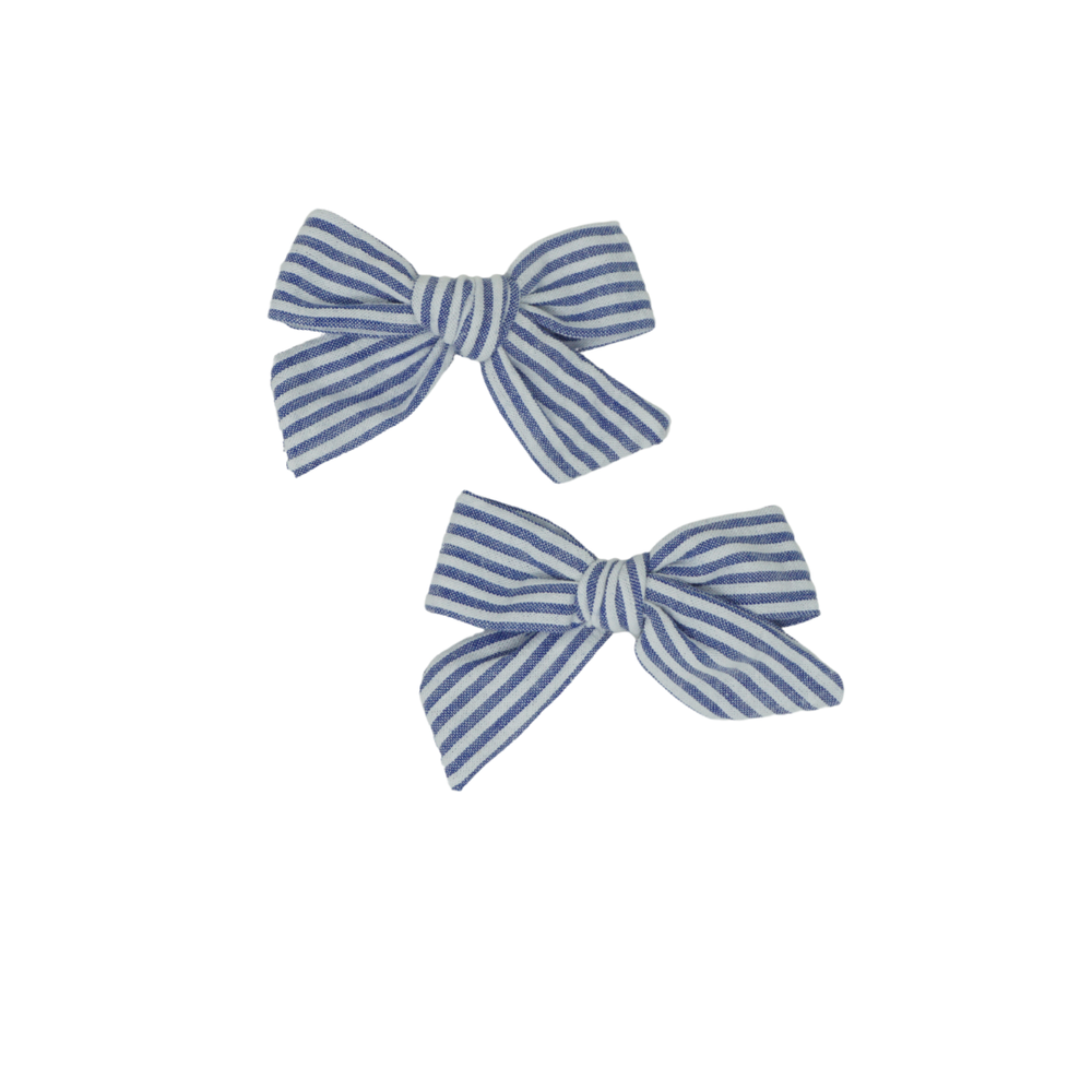 Bandeau Seersucker Mini Bow Clip Set
