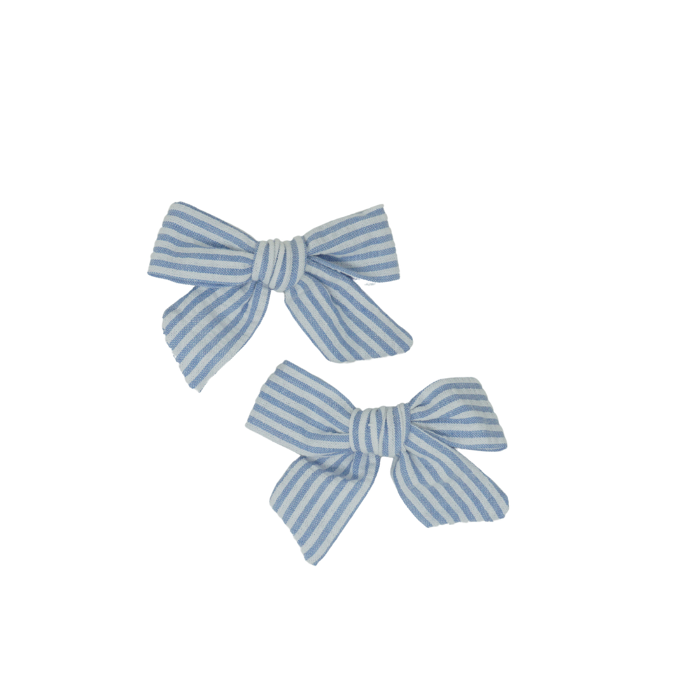 Bandeau Seersucker Mini Bow Clip Set
