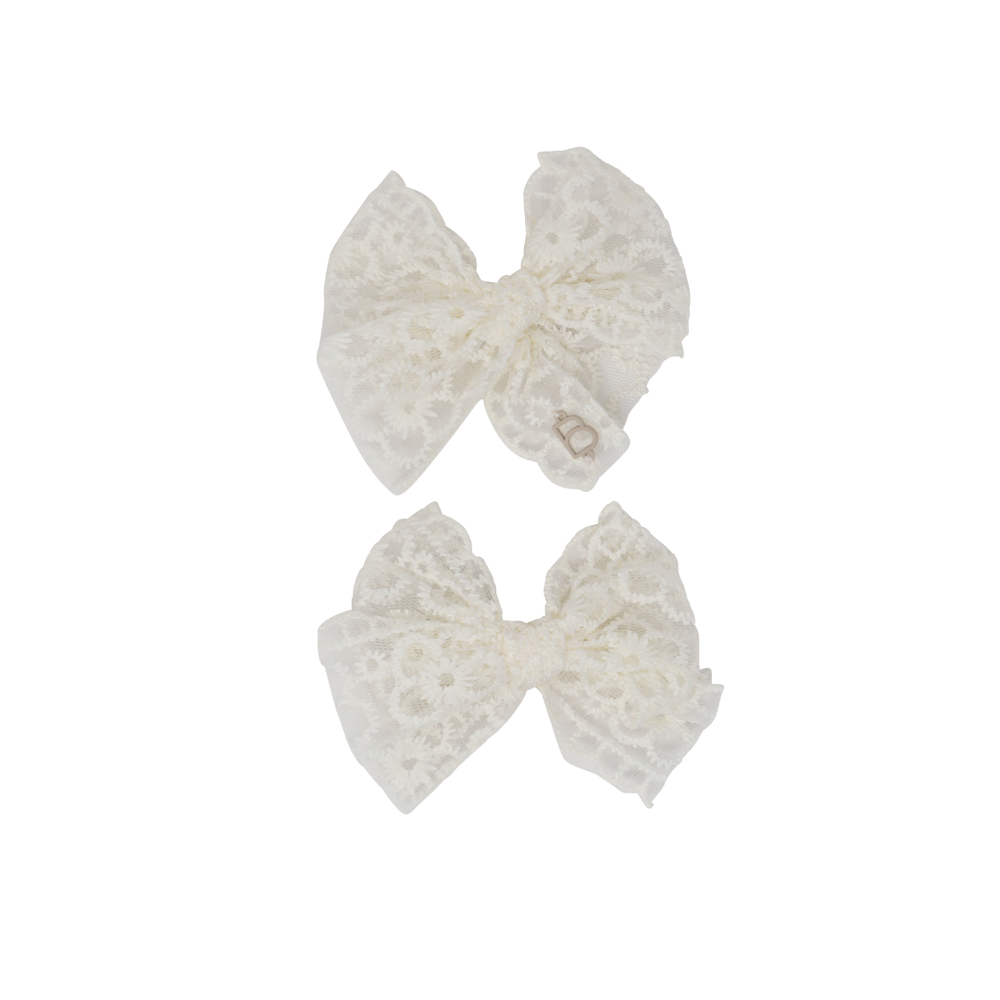 Bandeau Sheer Floral Cut Mini Bow Clip Set