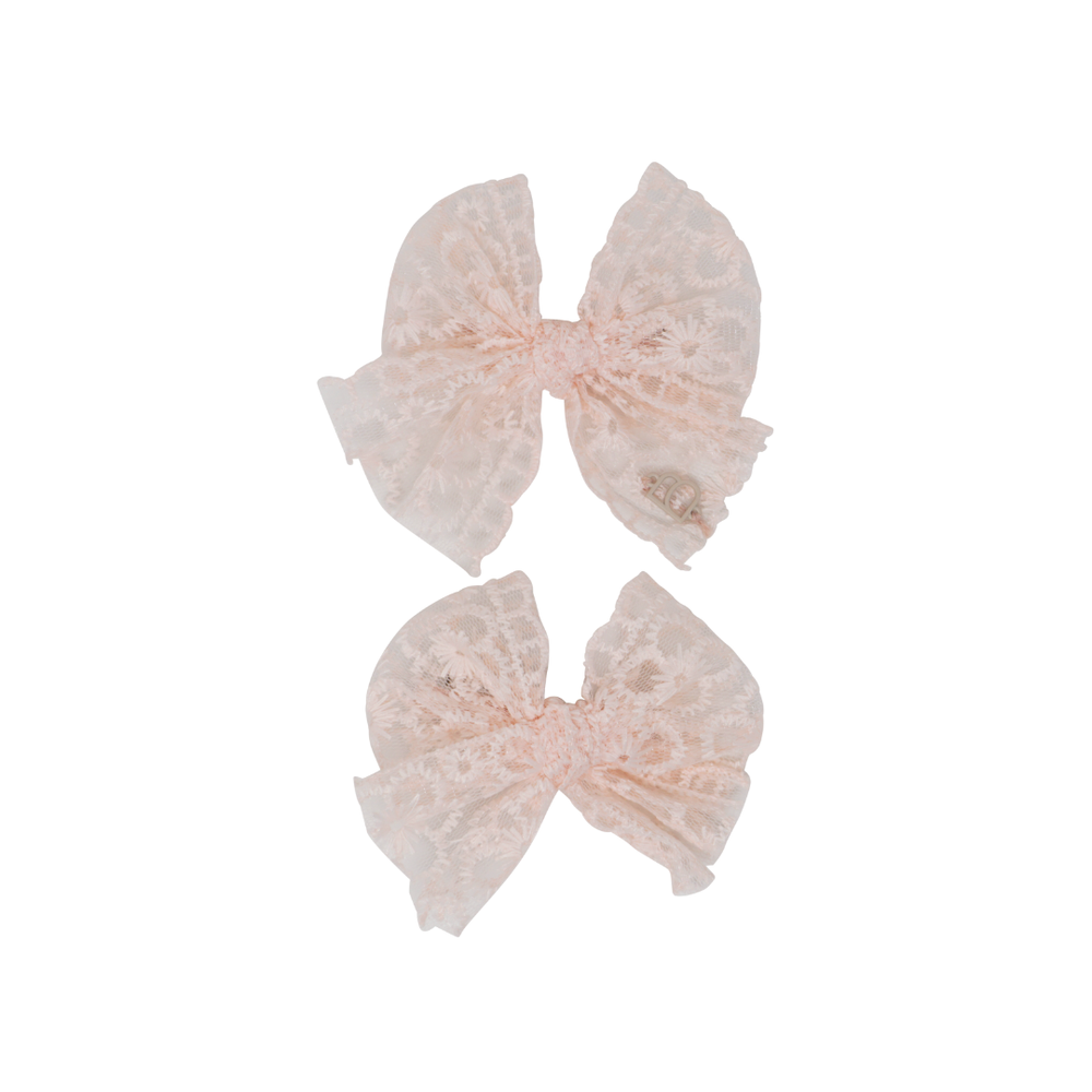 Bandeau Sheer Floral Cut Mini Bow Clip Set