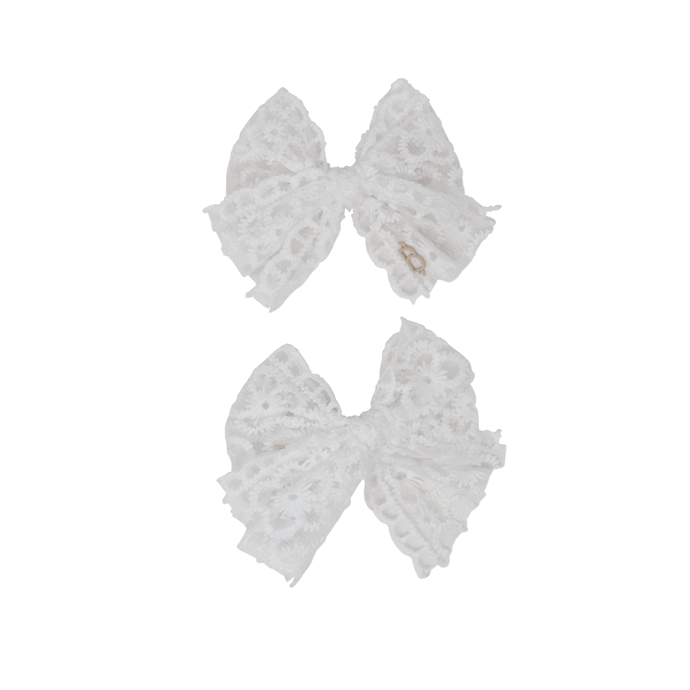Bandeau Sheer Floral Cut Mini Bow Clip Set