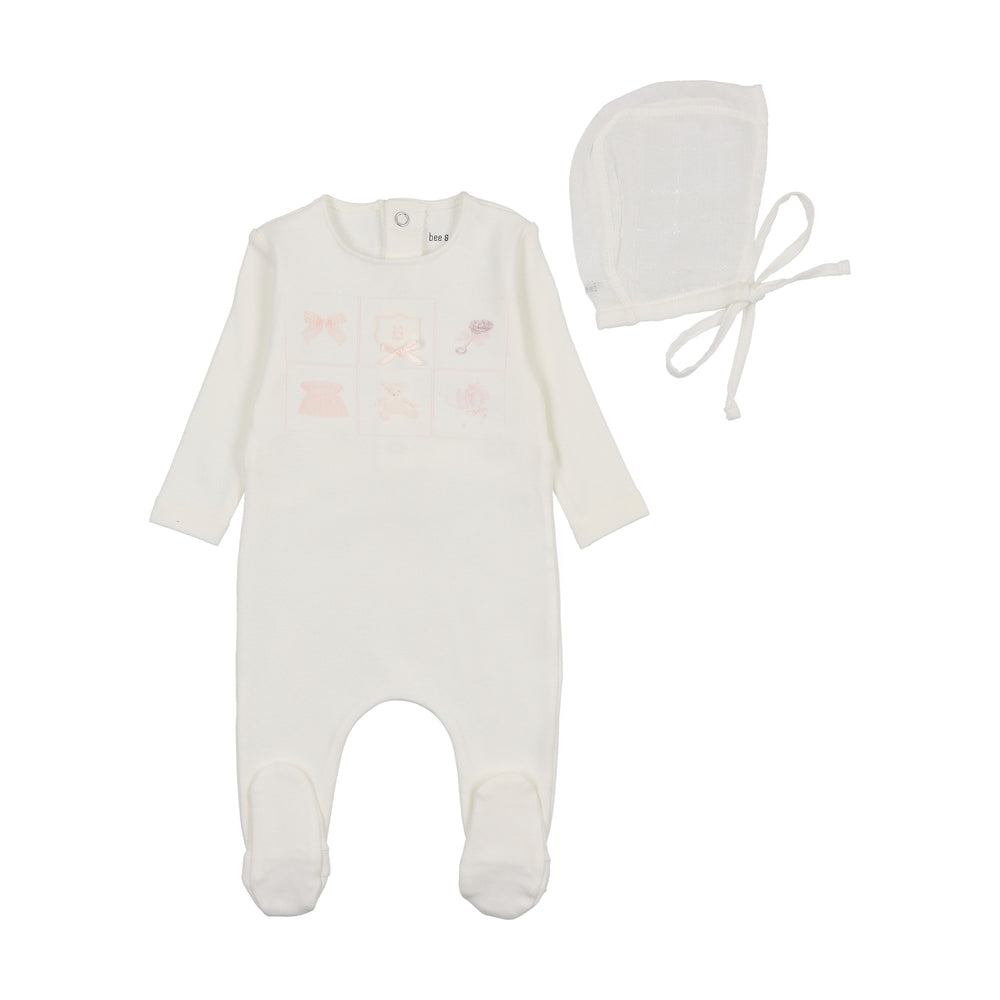 Bee & Dee Girls Take Me Home Footie & Bonnet
